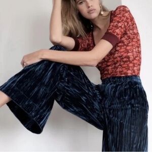 Free People Velvet Wide-Leg Pants Hi Rise Size 4